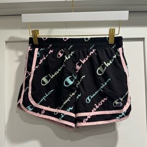 Champion Girls Printed Varsity Active Shorts Black Size Large